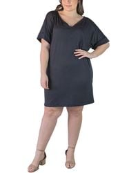 24seven Comfort Apparel - Plus Size Loose Fit V-neck T Shirt Dress - Lyst
