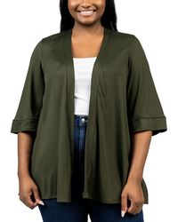24seven Comfort Apparel - Plus Size Elbow Length Open Front Cardigan Sweater - Lyst