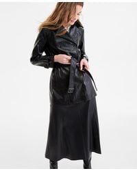 BCBGMAXAZRIA - Double-breasted Faux-leather Belted Trench Coat - Lyst