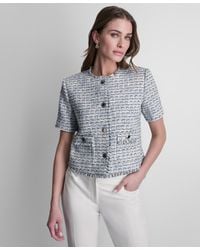 DKNY - Tweed Button-front Cropped Jacket - Lyst