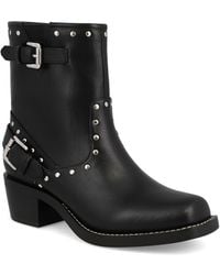 MIA - Delores Square Toe Studded Buckle Booties - Lyst