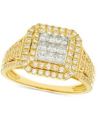 Macy's - Diamond Square Halo Cluster Engagement Ring (1 Ct. T.w. - Lyst