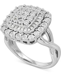 Macy's - Diamond Square Halo Cluster Ring (1/4 Ct. T.w. - Lyst