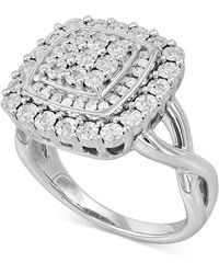 Macy's - Diamond Square Halo Cluster Ring (1/4 Ct. T.w. - Lyst