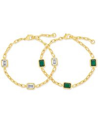 Sterling Forever - Lennox Station Cubic Zirconia Chain Bracelet - Lyst