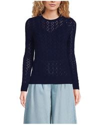 Lands' End - Cotton Viscose Button Shoulder Modern Crew Sweater - Lyst