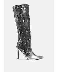 LONDON RAG - Sitarah Sequin Embellished Stiletto Long Boots - Lyst