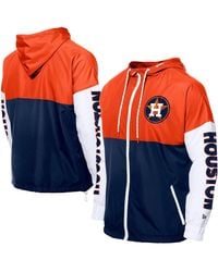 KTZ - Navy/orange Houston Astros Color Block Full-zip Hoodie Windbreaker Jacket - Lyst