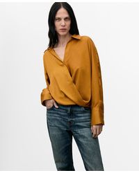 Mango - Cross-over Satin Blouse - Lyst