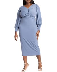 Eloquii - Plus Size Cross Front Midi Dress - Lyst