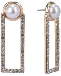 Laundry by Shelli Segal - Pearl And Stone Rectangle Drop Earrings - Lyst