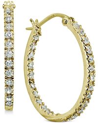 Giani Bernini - Small Cubic Zirconia In & Out Oval Hoop Earrings - Lyst