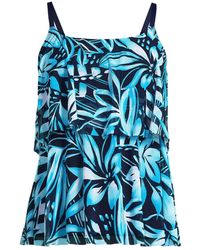 Lands' End - Chlorine Resistant Mesh Scoop Neck Tiered Tankini Swimsuit Top - Lyst