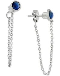 Giani Bernini - Lapis Front & Back Chain Drop Earrings In Sterling Silver, Created For Macy's - Lyst