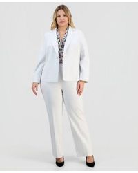 Kasper - Plus Size Notch Collar Seamed One Button Jacket Pull On Straight Leg Pants - Lyst