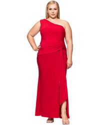 Xscape - Plus Size One-shoulder Draped-detail Gown - Lyst