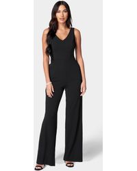 Bebe - Scuba Crepe V-neck Jumpsuit - Lyst