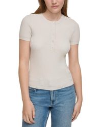 Calvin Klein - Ribbed-knit Short-sleeve Henley - Lyst