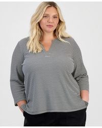 Style & Co. - Plus Size Feeder-stripe 3/4-sleeve Split-neck Tunic - Lyst