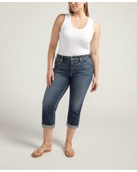Silver Jeans Co. - Plus Size Suki Mid Rise Curvy Fit Capri Jean - Lyst