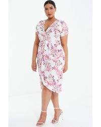 Quiz - Plus Size Floral Scuba Crepe Wrap Maxi Dress - Lyst