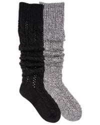 Muk Luks - Slouch Knit Cable 2 Pair Pack - Lyst