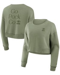 Fanatics - Green Bay Packers Studio Tri-blend Cropped Pullover Sweatshirt - Lyst