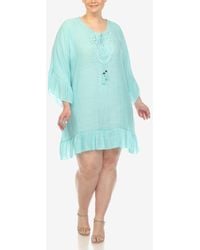 White Mark - Plus Size Sheer Embroidered Knee Length Cover Up Dress - Lyst