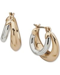 DKNY - Two-tone Puffy Split Small Hoop Earrings - Lyst