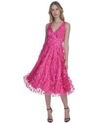 Eliza J - 3d-floral Fit & Flare Midi Dress - Lyst