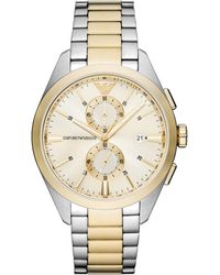 Emporio Armani - Chronograph Two-tone Stainless Steel Bracelet Watch 43mm - Lyst