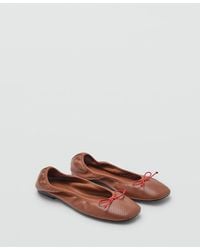 Mango - Bow Perforated Ballet Flats - Lyst