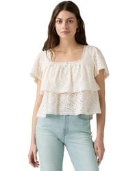 Levi's - Cotton-blend Short-sleeve Lace Top - Lyst
