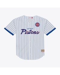 Mitchell & Ness - Detroit Pistons Head Coach Pinstripe Mesh Full-button Baseball Jersey - Lyst