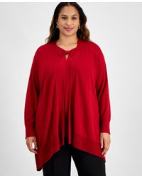 Kasper - Plus Size Long-sleeve Open-front Cardigan - Lyst