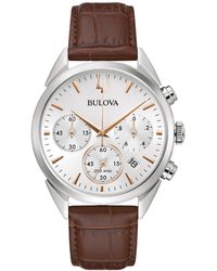 Bulova - Chronograph High Precision Brown Leather Strap Watch 42mm - Lyst