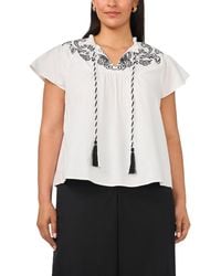 Vince Camuto - Plus Size Flutter-sleeve Split Neck Front Yoke Blouse - Lyst