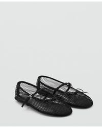 Mango - Strap And Buckle Detail Mesh Ballet Flats - Lyst