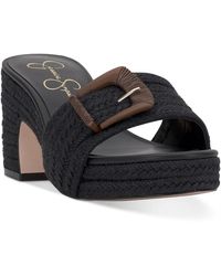 Jessica Simpson - Peccio Buckled Platform Block-heel Slide Sandals - Lyst
