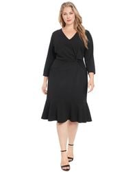London Times - Plus Size Side-knot 3/4-sleeve Dress - Lyst