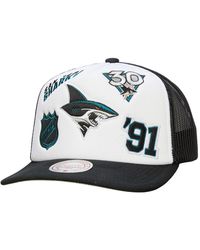 Mitchell & Ness - White/black San Jose Sharks Gridlock Trucker Adjustable Hat - Lyst