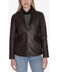 Cole Haan - Wing Collar Leather Jacket - Lyst