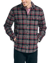 Nautica - Cotton Plaid Flannel Quilted Shirt Jacket - Lyst