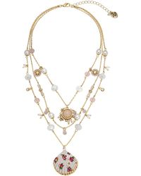 Betsey Johnson - Faux Stone Floral Shell Layered Necklace - Lyst