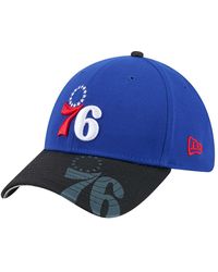 KTZ - Royal/black Philadelphia 76ers Sport Night Visor Hit 39thirty Flex Hat - Lyst