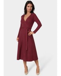 Bebe - Fit And Flare Midi Sweater Dress - Lyst