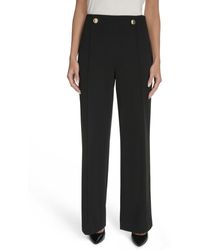 Halston - Button-trim Straight-leg Pants - Lyst