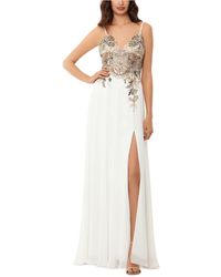 tulip hem sleeveless crepe gown xscape