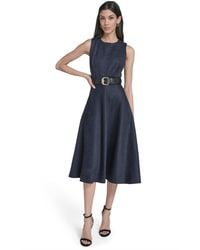 Calvin Klein - Belted Midi Dress - Lyst