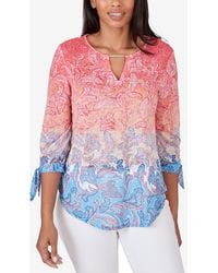 Ruby Rd. - Petite Ombre Guava Paisley Printed Knit Top - Lyst